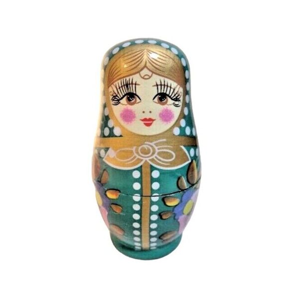 World Market Matryoshka Nesting Dolls Hand Painted Wood 3-Pc 4.5-inch No Box - Picture 4 of 7